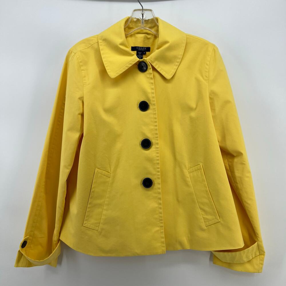 Y2K Chaps Ralph Lauren Women’s Yellow Coat Jacket Small Front Button Lightweight